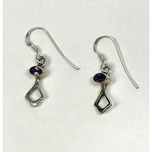 Dainty Faceted Amethyst Sterling Silver Handmade Dangle‎ Earrings